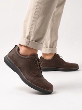 TIMBERLAND Men Brown Leather Oxford Shoe Anti-Fatigue Lace-up Casual Work US 13